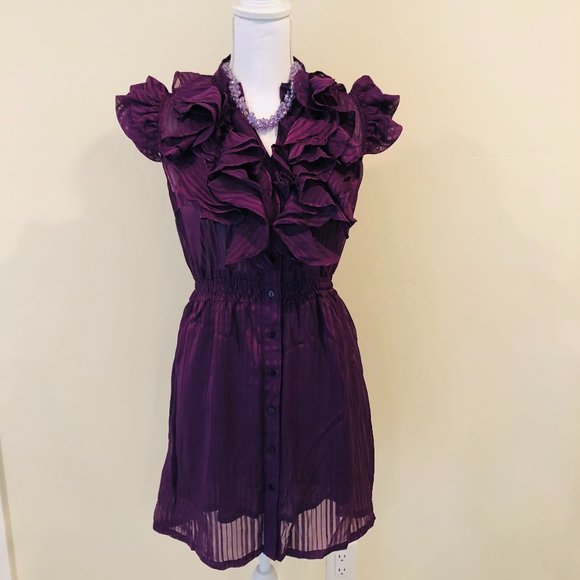 Anthropologie | Dresses | Xxi Dark Purple Ruffle Dress | Poshmark